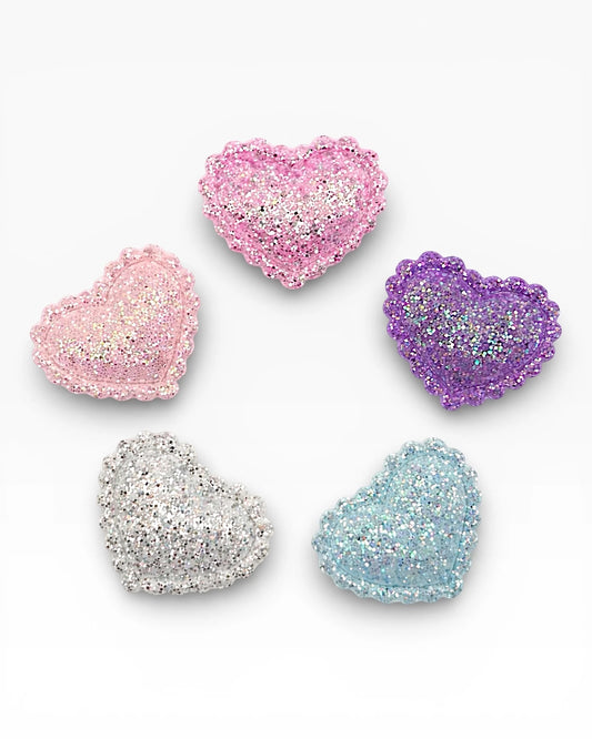 Glitter Hartjes – Newborn knipjes – Set van 5 (2,5 cm)